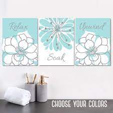 Aqua Blue Bathroom Wall Art Prints Or