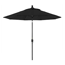 California Umbrella 9 Ft Aluminum Market Umbrella Push Tilt Matted Black Sunbrella Black