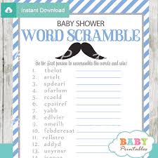 Blue Grey Mustache Baby Shower Games D113 Baby Printables