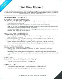 Line Cook Resume Samples Sample For A Image Gallery Of Fancy Idea