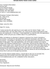 Game Tester Cover Letter 