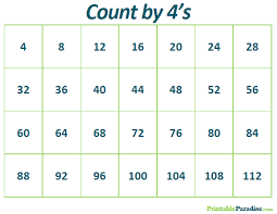 Printable Count By 4 Practice Chart