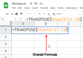 use transpose function in google sheets