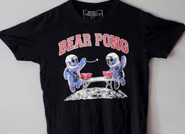 Riot Society Bear Pong T Shirt M Beer Moon Space Astronauts Black Made In Usa Men Women Unisex Fashion Tshirt Mens T Shirts Funny Shirts From