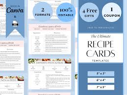recipe cards 3x5 4x6 5x7 editable