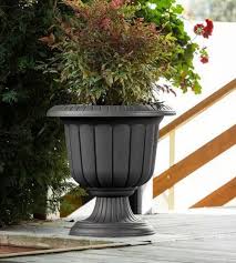 Large Plastic Grey Garden Urn Plant Pot