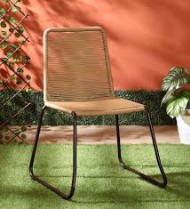 retro metal patio chair in beige