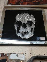 Mirror Skull Picture Floating Crystals