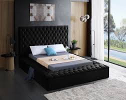 bliss bedroom set in black velvet