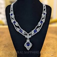 blue sapphire necklace oval 28 80 ct