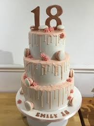 Pretty modern cake with peonies and dots. Pink 3 Layer Cake Design For Debut