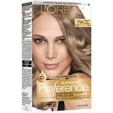 To try it for yourself, embrace your natural color and enhance it with platinum streaks like ciara, or ombré your hair into a warm toffee like elizabeth olsen. L Oreal Paris Superior Preference Permanent Hair Color 7 5a Medium Ash Blonde Shop Hair Color At H E B