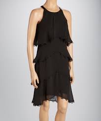 Sl Fashions Black Ruffle Tier Sleeveless Dress