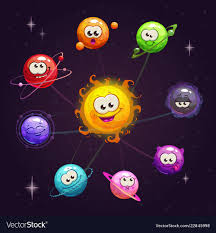 Funny Cartoon Fantasy Solar System With Colorful