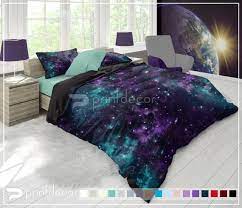 Green Purple Nebula Bedding Set