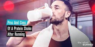 a protein shake after running