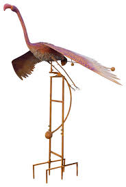 Metal Flying Flamingo Rocker Stake