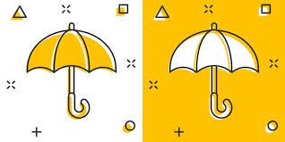 Umbrella Icon In Comic Style Parasol