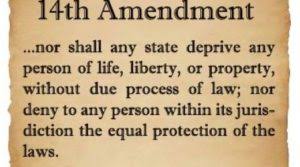 Shows the 14th amendment snippet regarding life liberty and property with reference to limited rights that physicians have in medical-legal proceedings.
