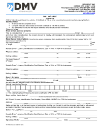 Bill Of Sale Nevadapdffillercom Form Fill Out And Sign