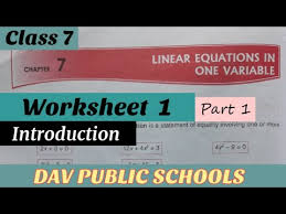 Dav Class 7 Linear Equations In One