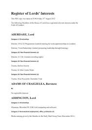 register of lords interests parliament