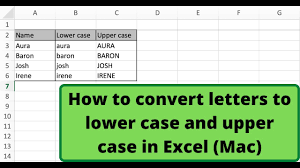 lower case and upper case in excel mac
