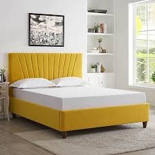 Velvet Bed Frame Yellow Bedroom Decor