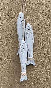 White Wooden Fish On Rope Dorset Gifts