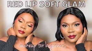 red lip soft glam makeup tutorial