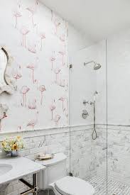 Marble Beveled Subway Tiles With Pink