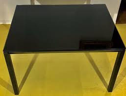 Vintage Dining Table In Black Glass