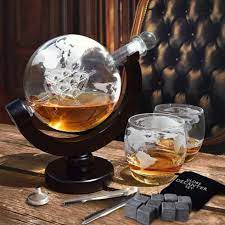 Whiskey Globe Decanter Set With Ship