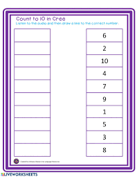 Counting To 10 In Cree Interactive Worksheet