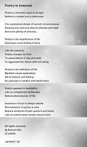 poetry is immortal poem by ramesh rai