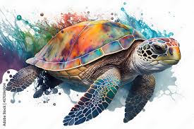 Ilration Of Multicolored Sea Turtle