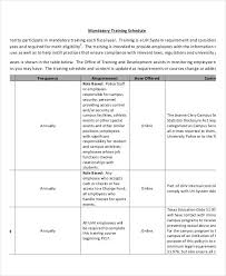 Employee Training Schedule Template 14 Free Word Pdf Format