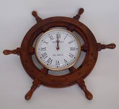 Nautical Wooden Wheel Clock Ocean