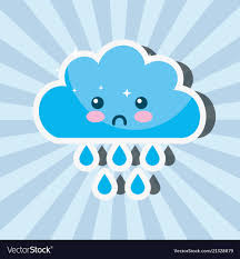 kawaii rain cloud drops cartoon weather