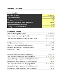 Sample Payment Calculator Mortgage 6 Example In Pdf Excel