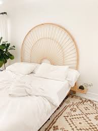 Beige Teak Wood Cane Stylish Bed