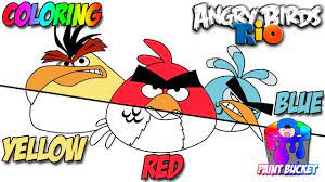 How to Color Angry Birds Rio Red, Yellow and Blue - Angry Birds Coloring  Page - YouTube