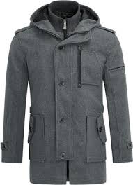 Youthup Mens Hooded Wool Coats Regular