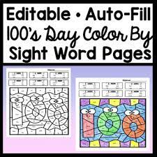 Color by number roll, add, color color the continents color by sight worddigital: 100th Day Coloring Page Worksheets Teaching Resources Tpt