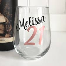 21st Birthday Wine Glass Personalized