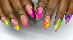 neon ombre french manicure gel nails