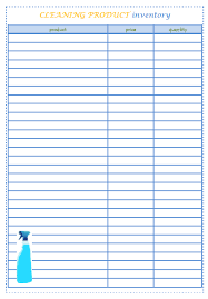 Free Printable Cleaning Product Inventory List Free