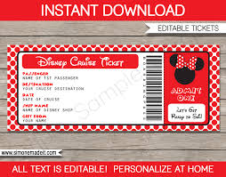 Disney Cruise Gift Ticket Template Red Minnie Mouse Boarding Pass