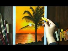 how to draw realistic sunset scenery