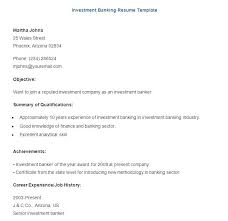 Resume Of A Banker Investment Banking Resume Template Download